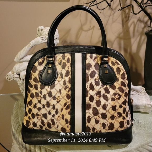 L.A.M.B. Gwen Stefani Leopard Kingston Dome Bowler Bag Designer Leather #41 - Picture 7 of 16